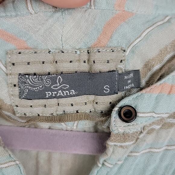 prAna Mint Plaid Button Front Buenos Dias T-Shirt Knee Length Dress Size Small - Picture 5 of 14